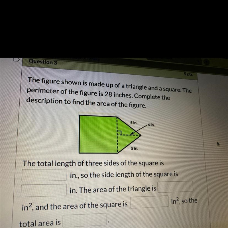 The figure shown is made up of a triangle and a square. The perimeter of the figure-example-1