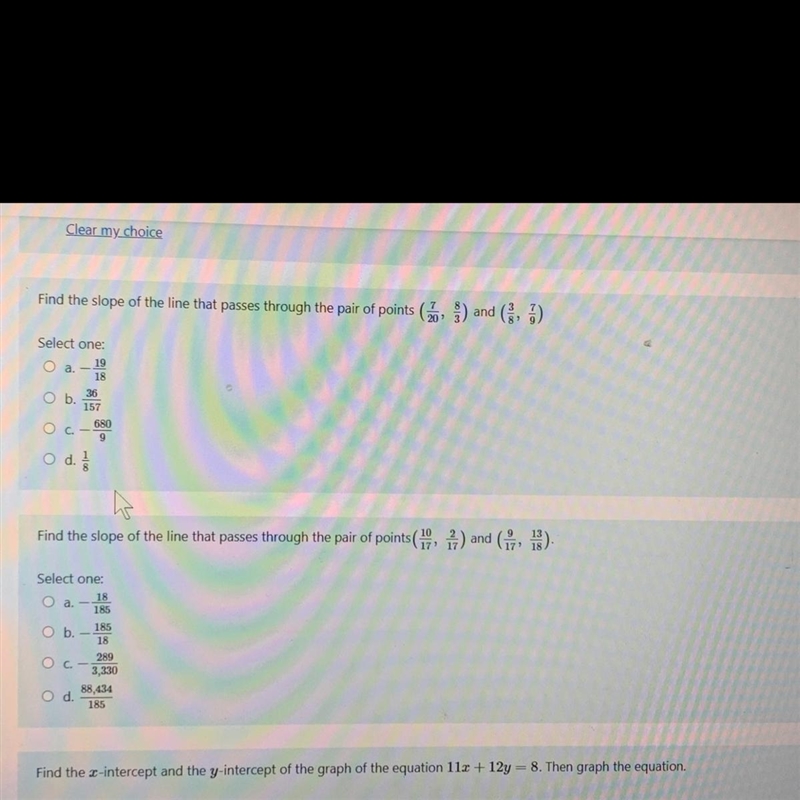 Question 15 Not yet answered Find the slope of the line that passes through the pair-example-1