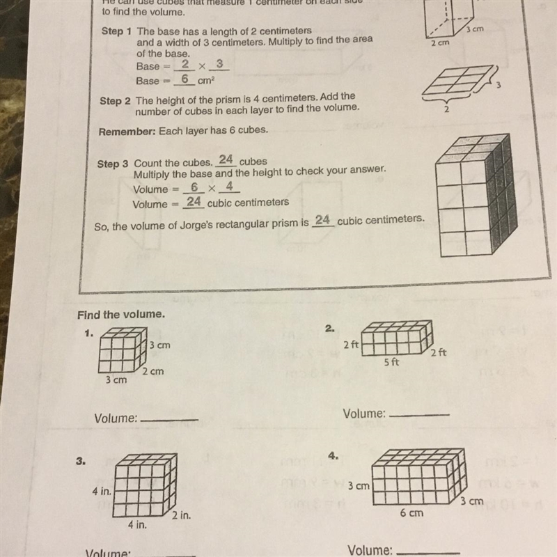 The answers for each problem of volume of rectangular prisms-example-1