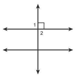 Which relationship describes angles 1 and 2? A. adjacent angles B. vertical angles-example-1