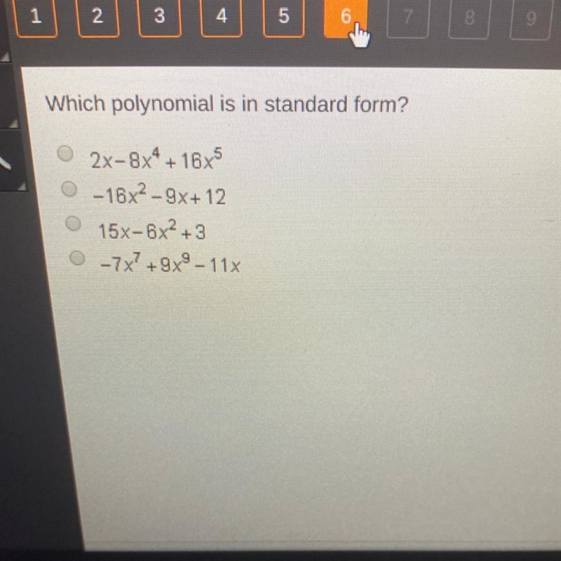 Which polynomial is in standard form-example-1