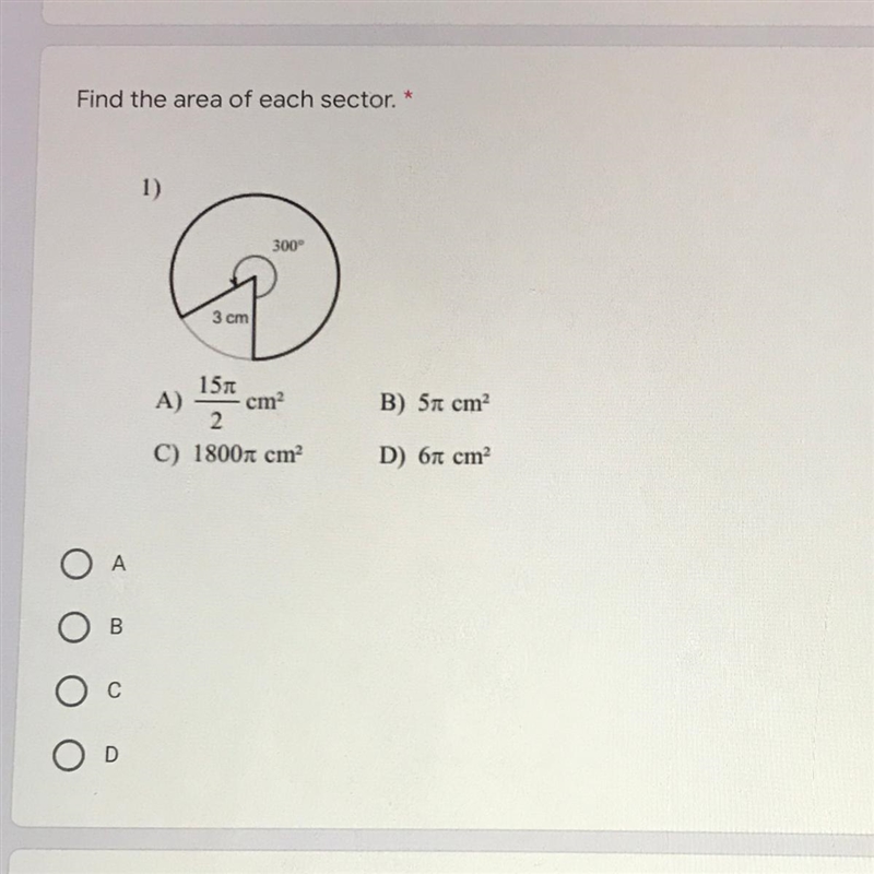 Find the area of each sector. *-example-1