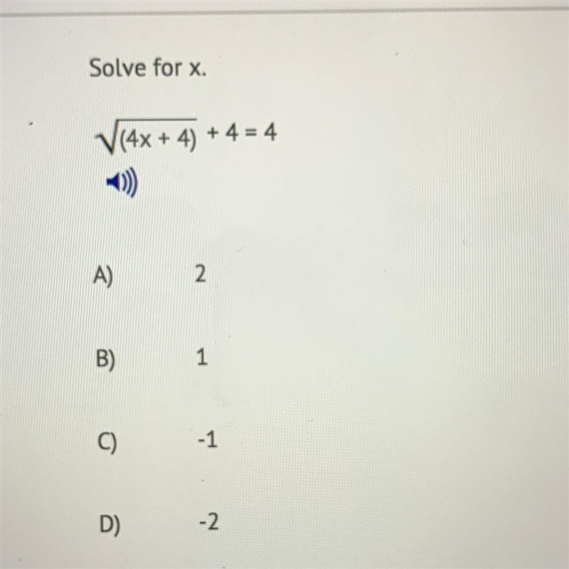 Solve for x (4x+4)+4=4-example-1