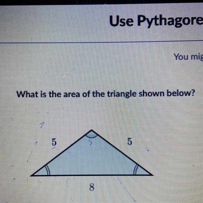 What is the area of the triangle shown below?-example-1