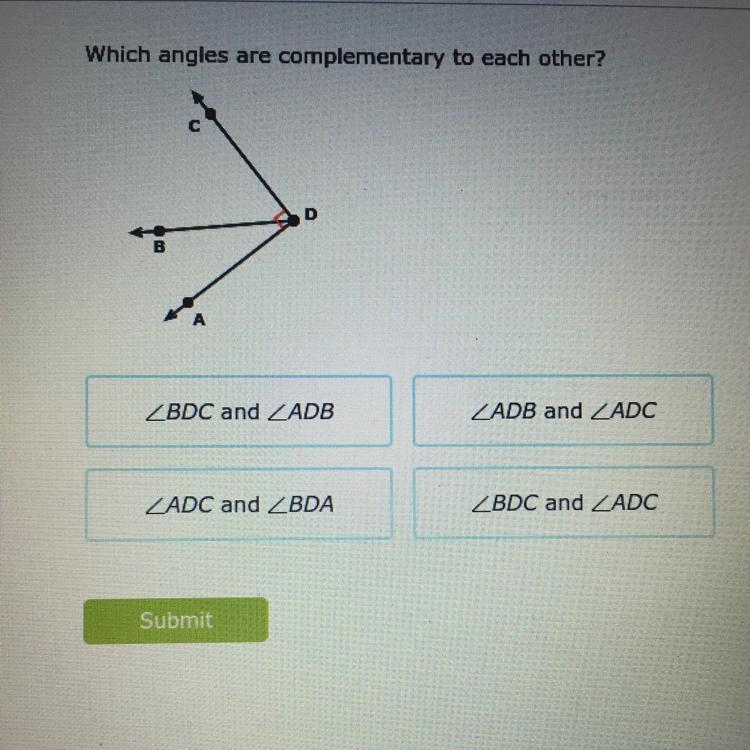 Which angles are complementary to each other?-example-1