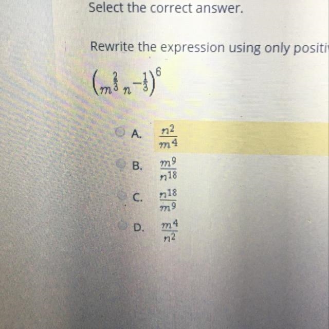 Rewrite the expression using only positive integer exponents.-example-1