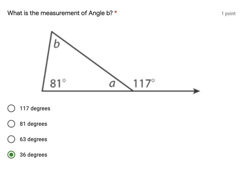 What is the measurement of angle b? Please refer to image.-example-1