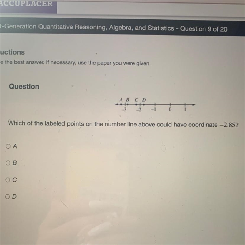 Which of the labeled points on the number line above could have coordinate - 2.85? A-example-1