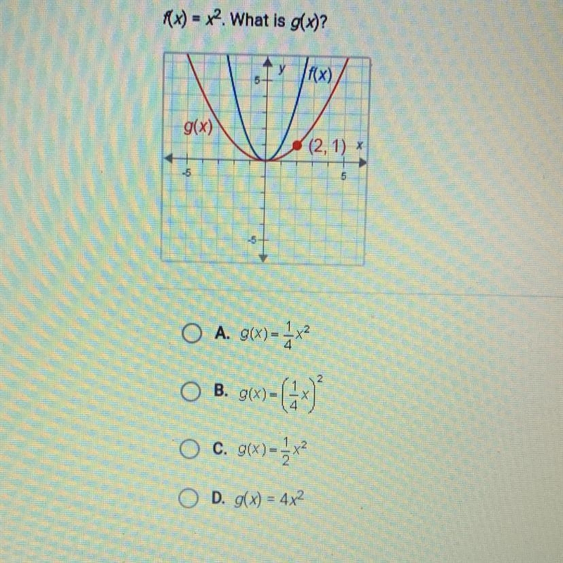 Please Help! ASAP! f(x)=x^2. What is g(x)??????-example-1