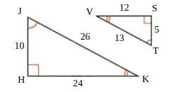 Determine whether the polygons to the right are similar. If​ so, write a similarity-example-2