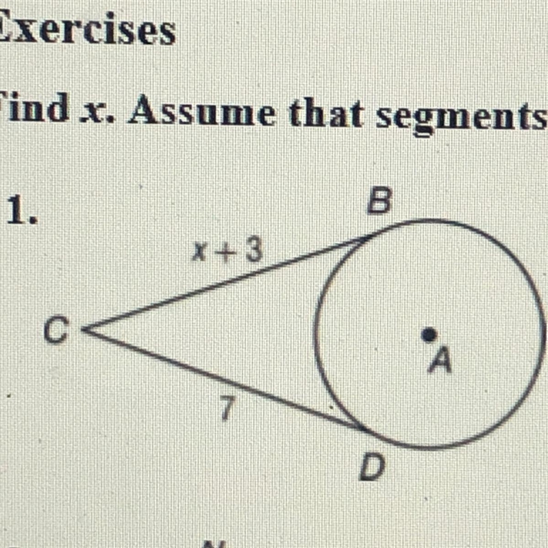 Find x. Assume that segments that appear to be tangent are tangent.-example-1