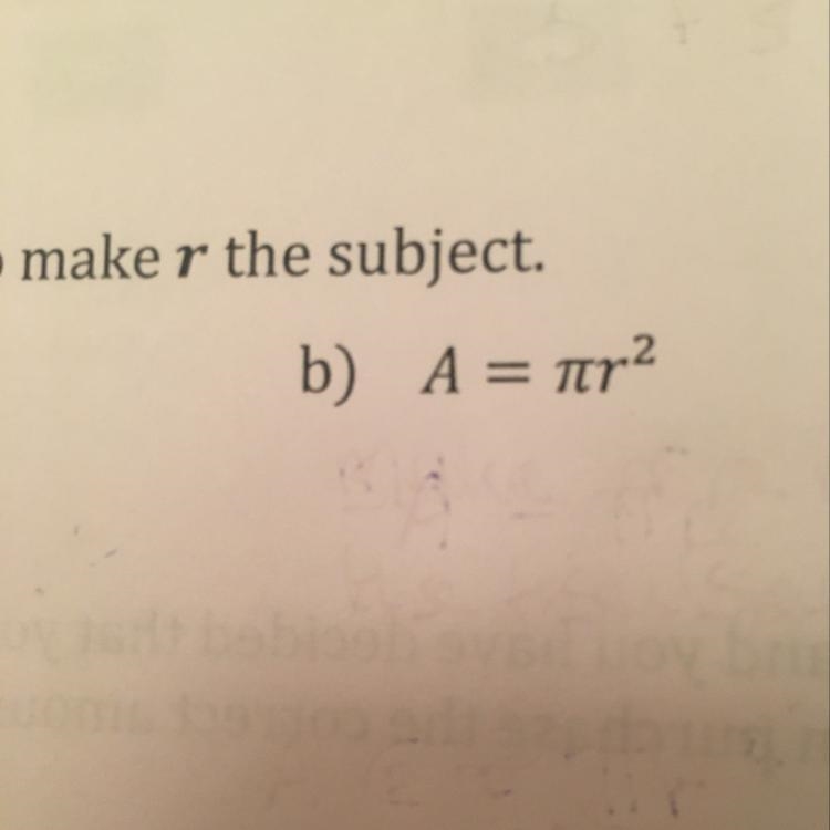 I’m lost on how to make r the subject for this equation-example-1