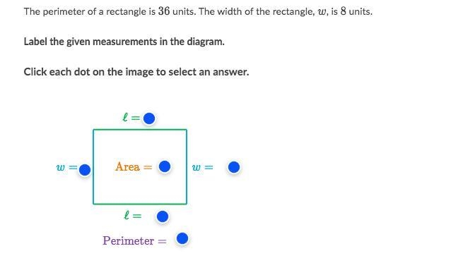 The perimeter of a rectangle is 36 units. The width of the rectangle, w, is 8 units-example-1