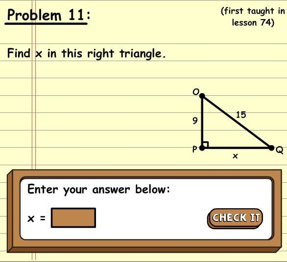 Find x in this right triangle-example-1