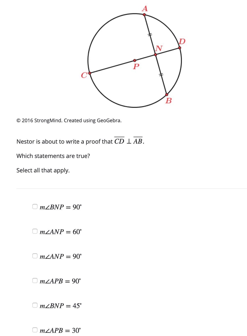 6. Please help. Nestor is about to write a proof that CD⎯⎯⎯⎯⎯⎯⎯⎯⊥AB⎯⎯⎯⎯⎯⎯⎯. Which-example-1