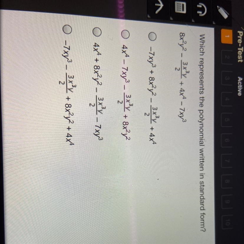 Which represents the polynomial written in standard form?-example-1