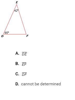 Help please? Which side of ΔDEF is the longest?-example-1