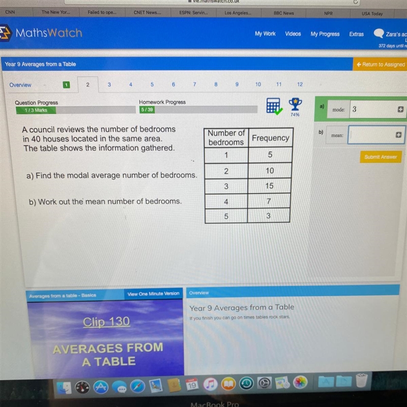 Please help ASAP for question B the mean of number of bedrooms-example-1