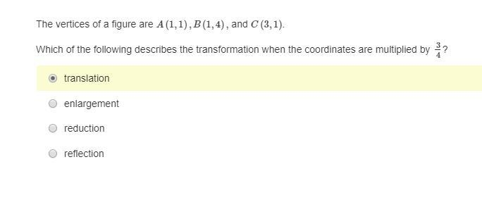 Item 14 The vertices of a figure are A(1,1),B(1,4), and C(3,1). Which of the following-example-1