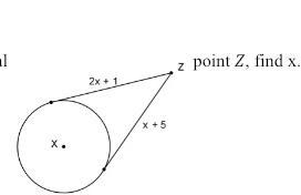 If two tangents of ☉X meet at the external point Z, find x. A. 8 B. 12 C. 6 D. 4-example-1