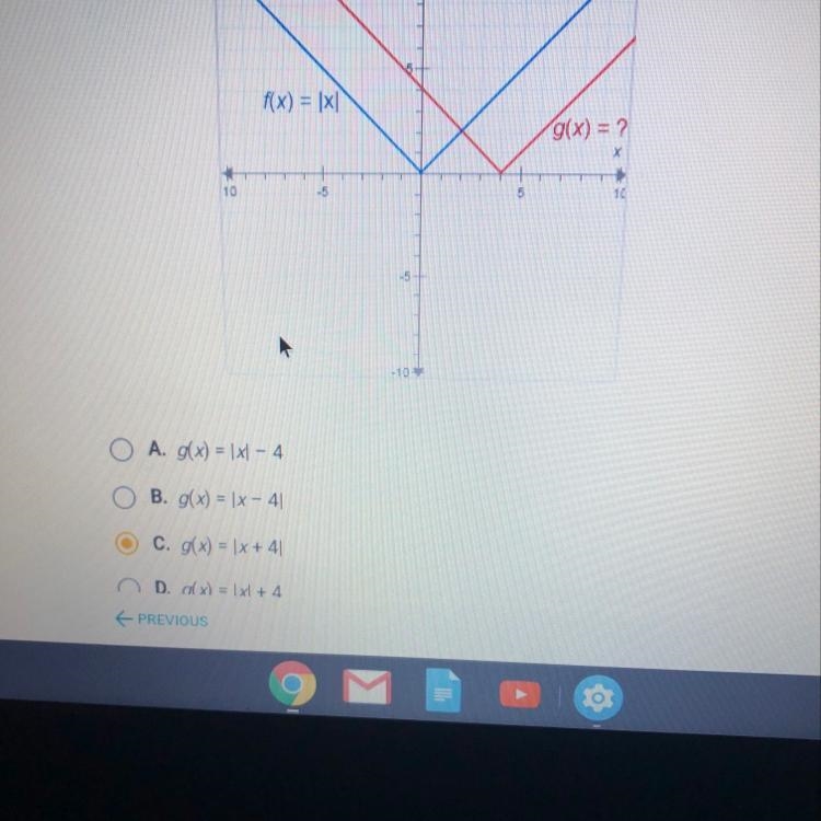 The functions f(x) and g(x) are shown on the graph. fx) = 1x What is g(x)?-example-1