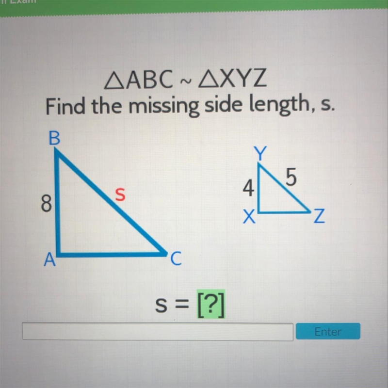 Find the missing side length, s.-example-1