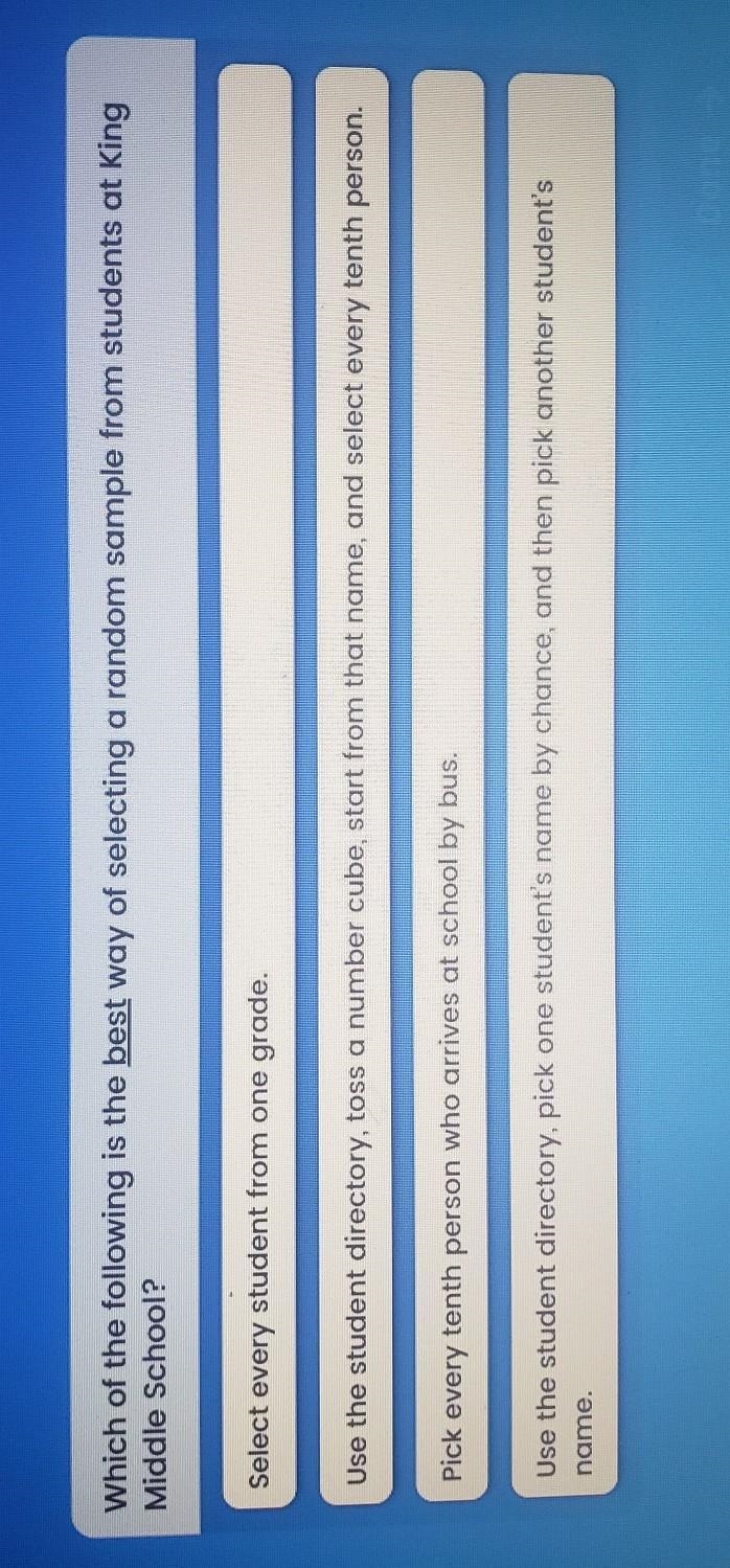 Which of the following is the best way of selecting a random sample from students-example-1