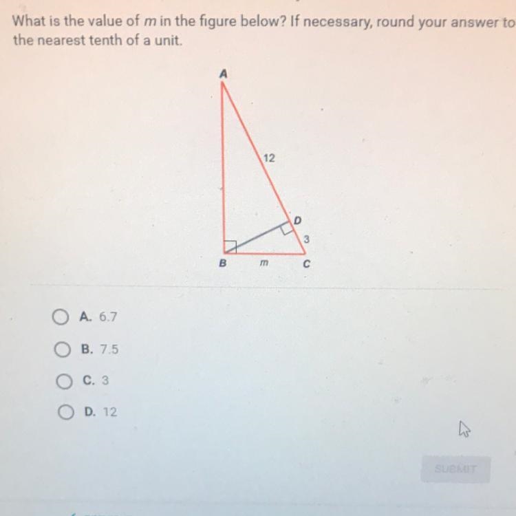 What is the value of m in the figure below? If necessary, round your answer to the-example-1