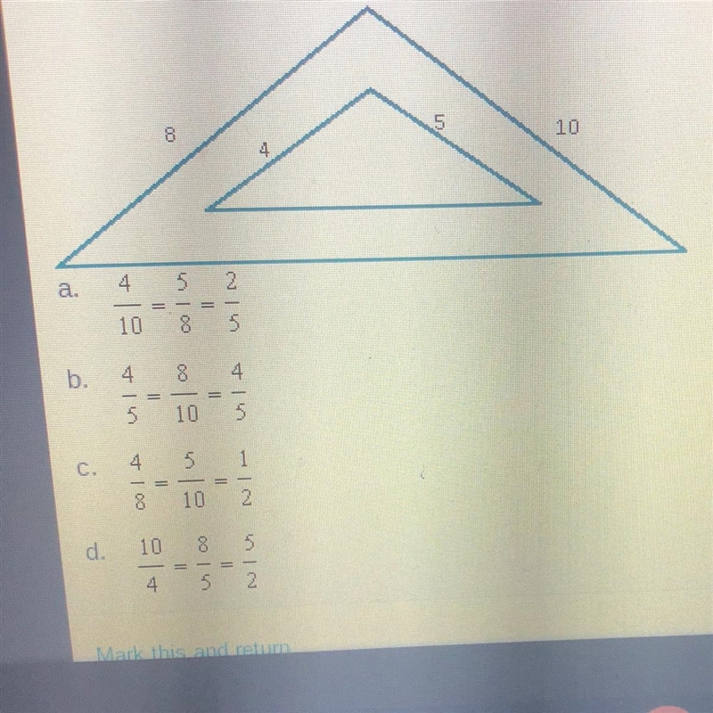 HELP ASAP! Write the ratio of corresponding sides for the similar triangles and reduce-example-1