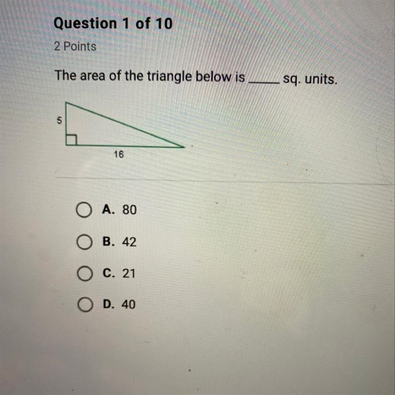 The area of the triangle below is ___ sq. units HELP ASAPPP-example-1