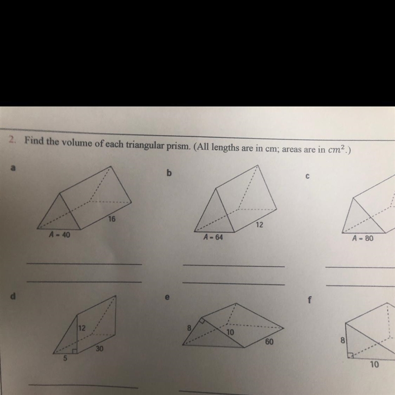 How do I find the volume of a triangular prism using the area-example-1