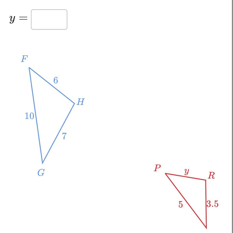 Triangle fgh is similar to triangle pqr solve for y-example-1