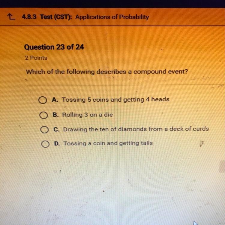 Which of the following describes a compound event?-example-1