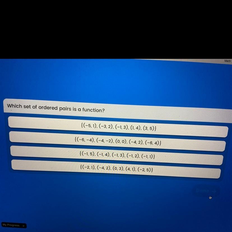 Which set of ordered pairs is a function?-example-1