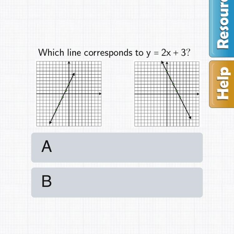 Which line corresponds to y=2x+3? *please see picture* *serious answers only*-example-1