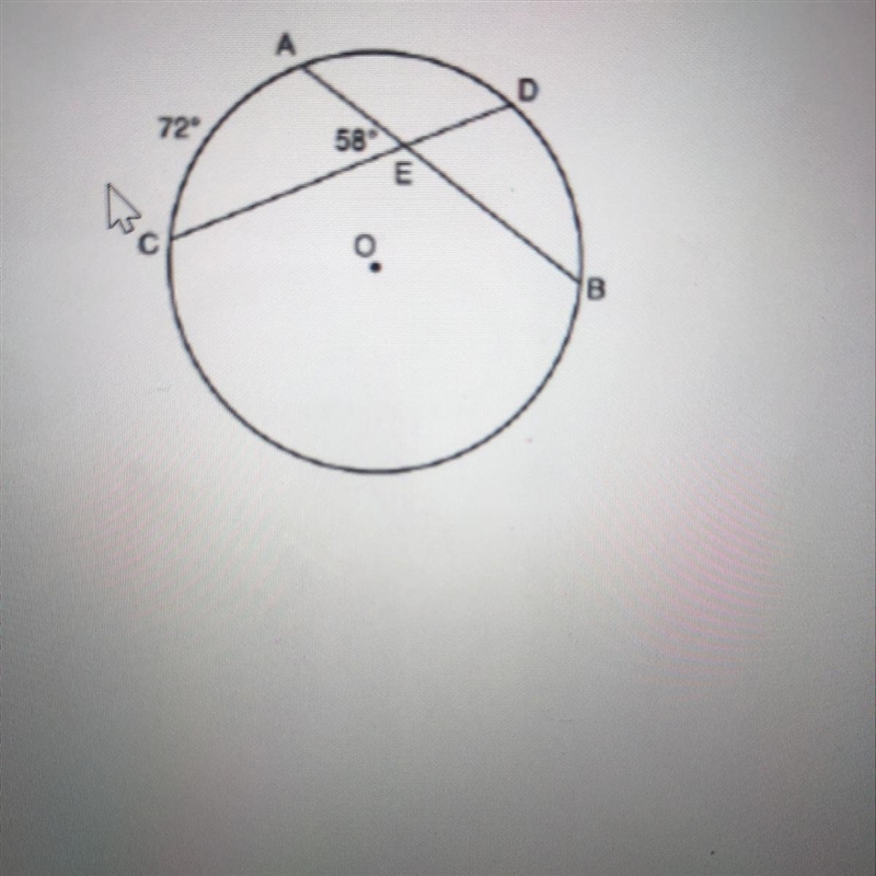 in the diagram below chords AB and CD intersects at E. If mAC=72 and mAEC=58. how-example-1