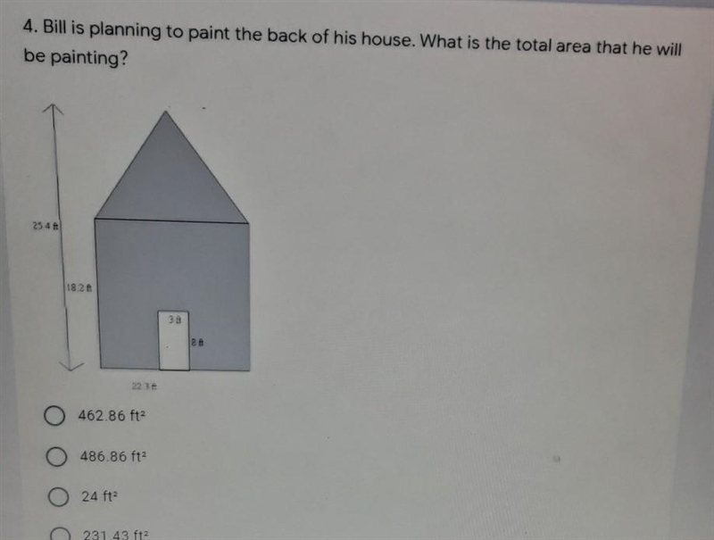 Bill is planning to paint the back of his house. What is the total area that he will-example-1