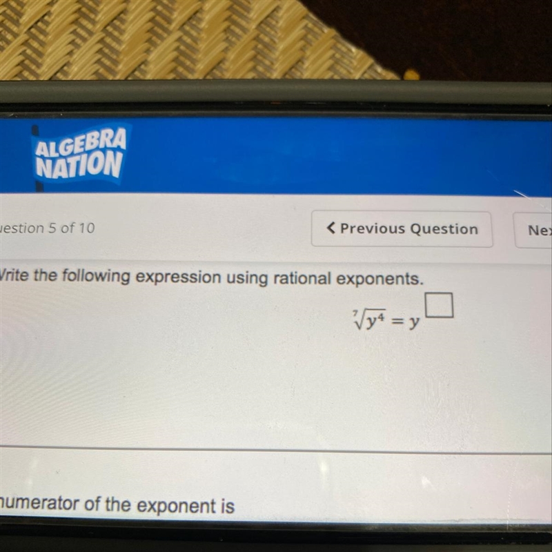 Question 5 of 10 < Previous Question Next Write the following expression using-example-1