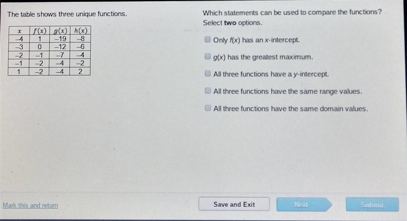 Which statements can be used to compare the functions? select two options.​-example-1