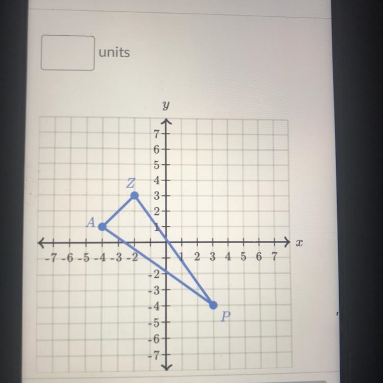 Find the approximate perimeter of the isosceles triangle APAZ plotted below. Round-example-1