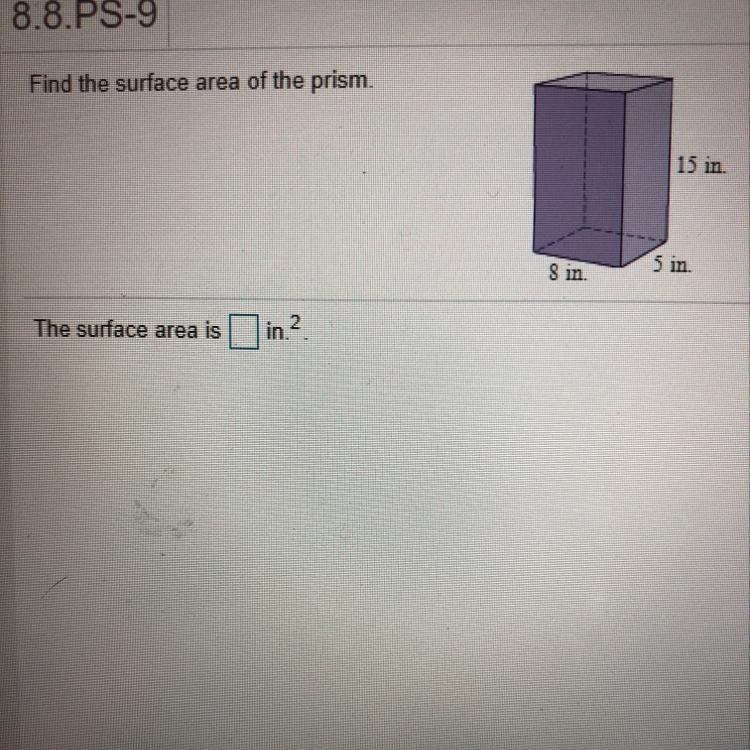 Find the surface are of the prism 15 points!-example-1