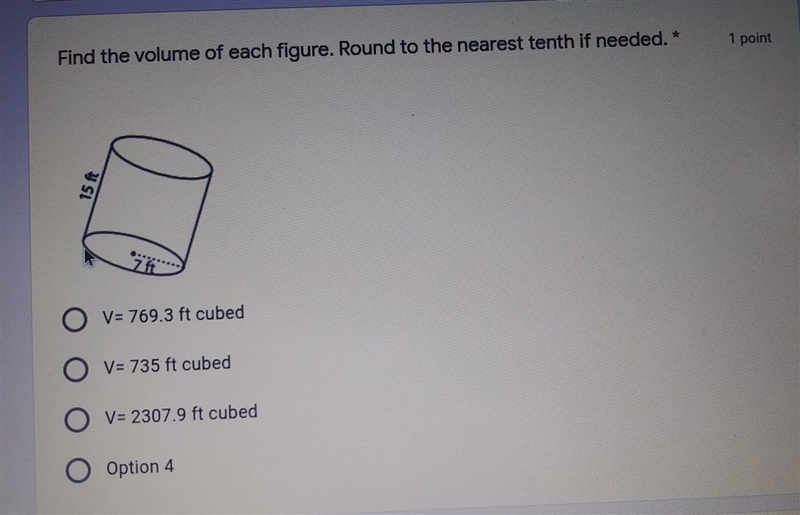 Find the volume of each figure. Round to the nearest tenth if needed. ​-example-1