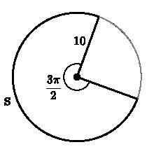 What is the length of arc S shown below? Enter an exact expression in units. The angle-example-1