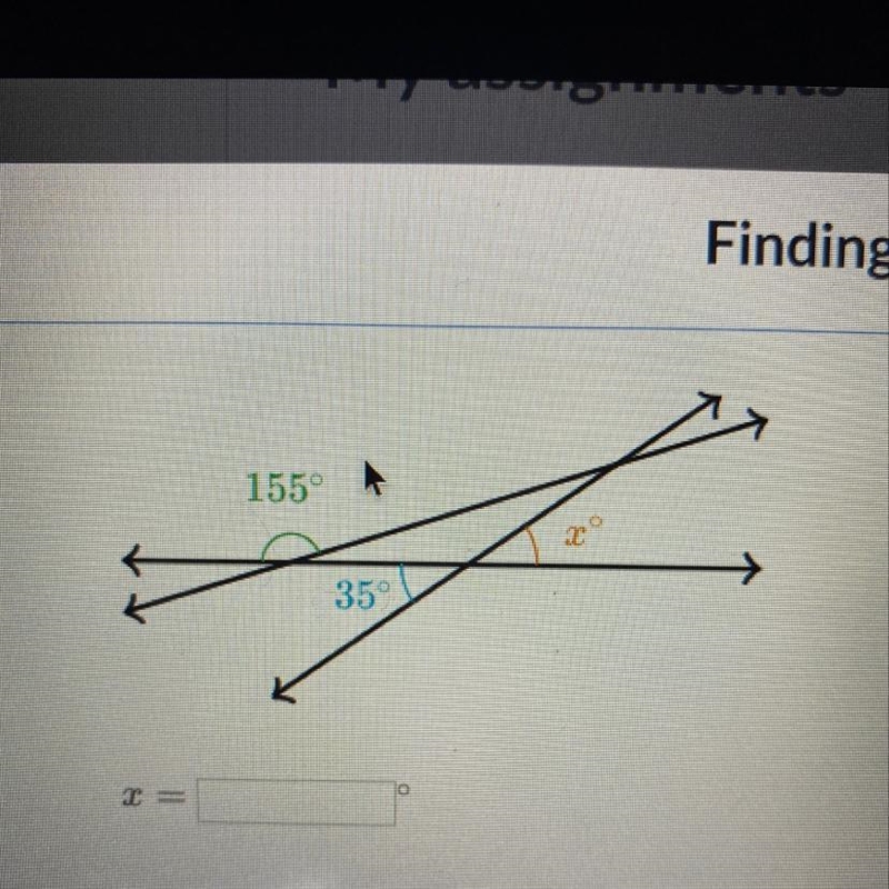 Find the missing angle. x=?-example-1