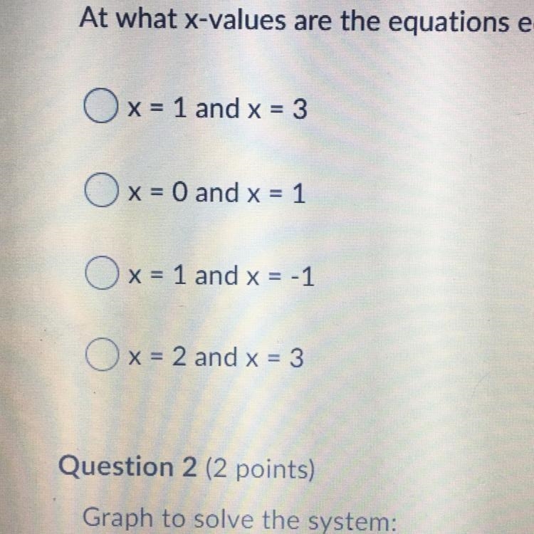 HELP ASAP!! The graph shows y = 2x +1 and y= 37. At what x-values are the equations-example-1