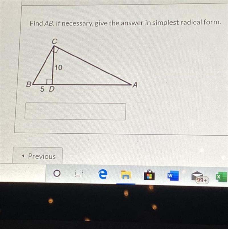 Find AB. If necessary, give the answer in simplest radical form.-example-1