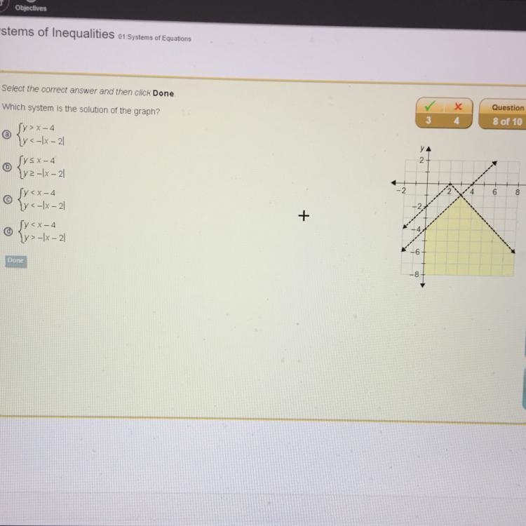 Which system is the solution of the graph?-example-1