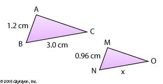 HELP 12 pts! thank you in advanced ΔABC is similar to ΔMNO. Solve for the value of-example-1