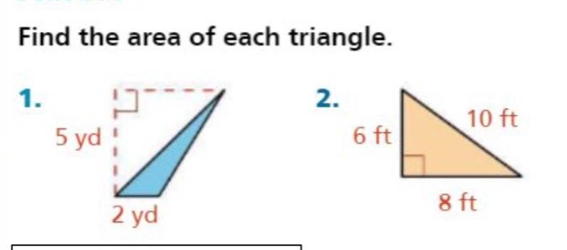 Find the area of each triangle please help ASAP PLS!-example-1