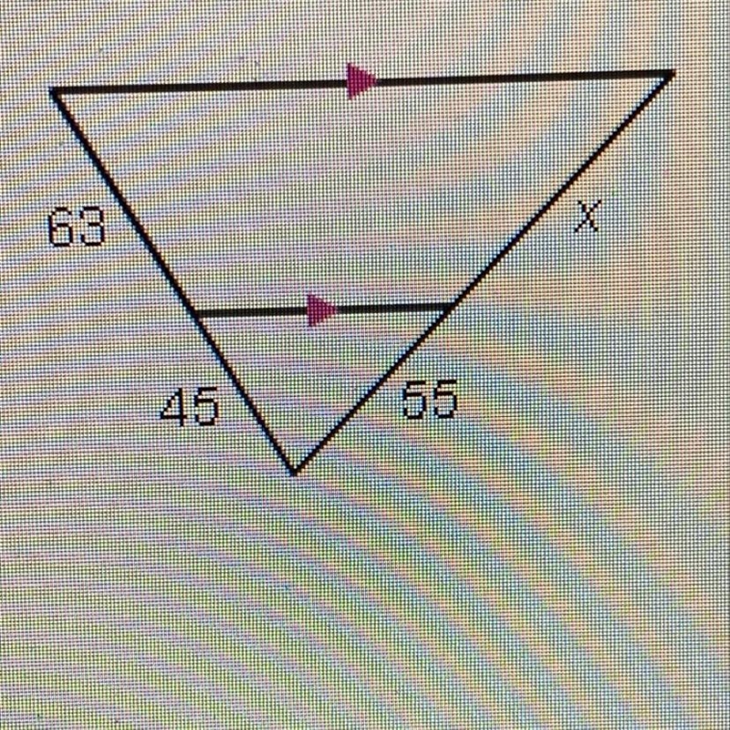 Find the value of x. a 39.3 b 48.7 c 65 d 77-example-1